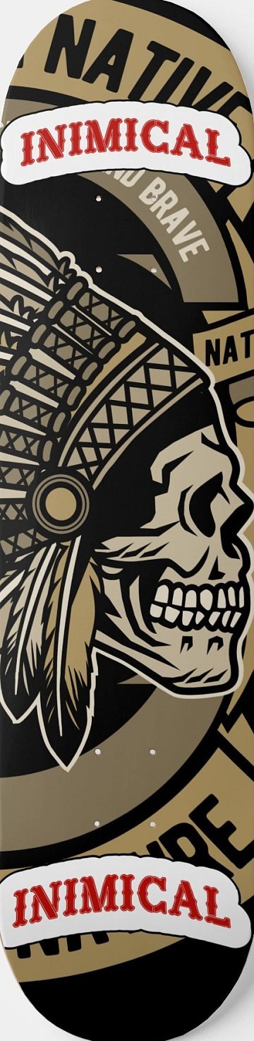 True West Native American Headdress Skull skateboard deck