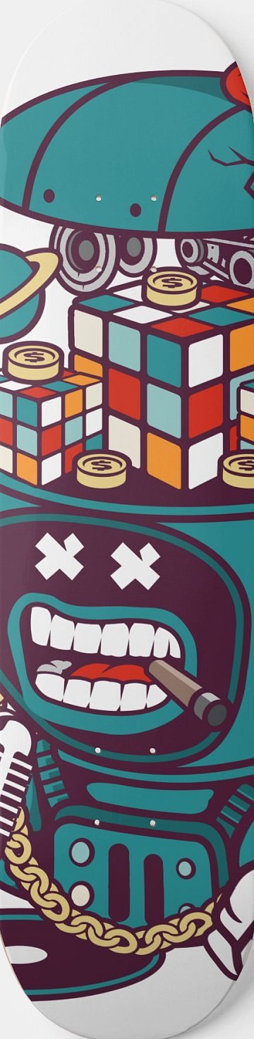 Cube Bot skateboard deck