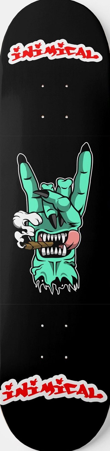 Zombie Hand Devil Sign skateboard deck