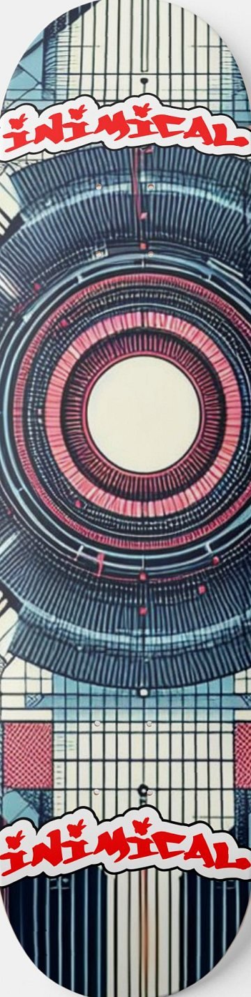 Futuristic Minamilst Japanese Abstract skateboard deck
