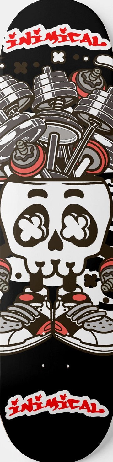 Barbell Skull skateboard deck