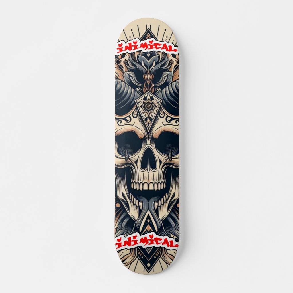Inimical Viking Skull  Skateboard