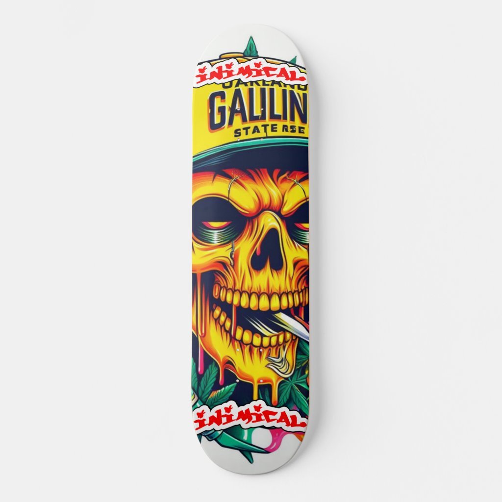 Inimical Oakland Yellow Skull Skateboard